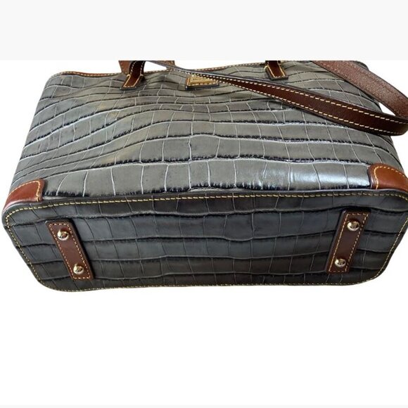 Dooney & Bourke Medium Gray Embossed Mock Croc Bag Tote EUC - Picture 5 of 14